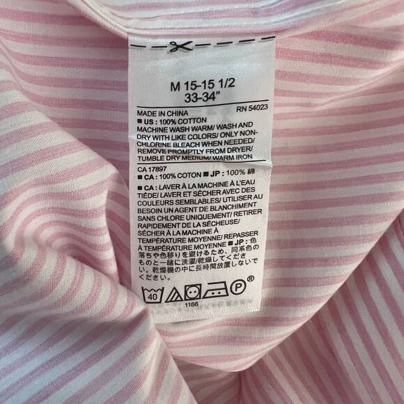 Banana Republic Pink White Stripe Button Shirt Mens‎ Medium Slim Fit Non Iron - Picture 8 of 8